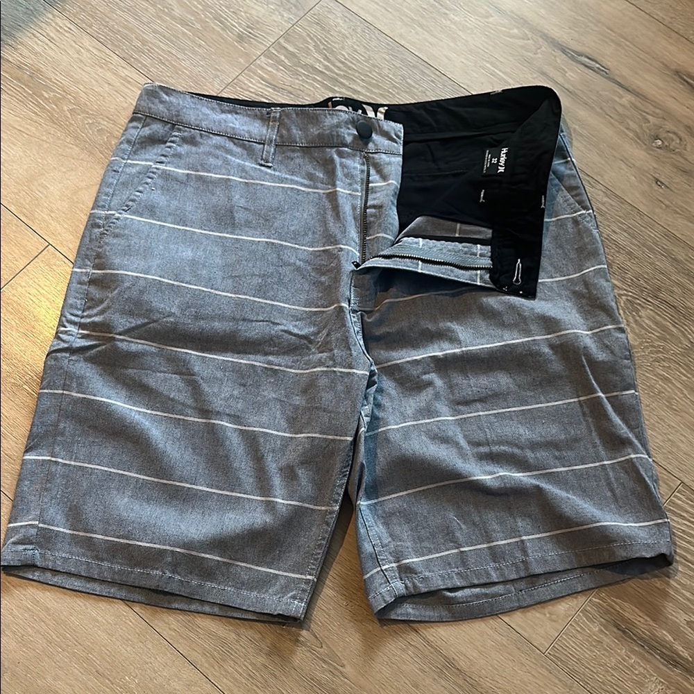 Hurley Flat Front Blue and White Shorts